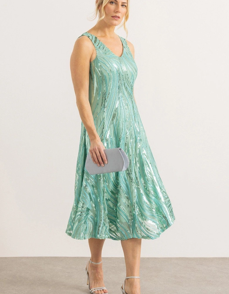 Sequinned Mesh Sleeveless Dress