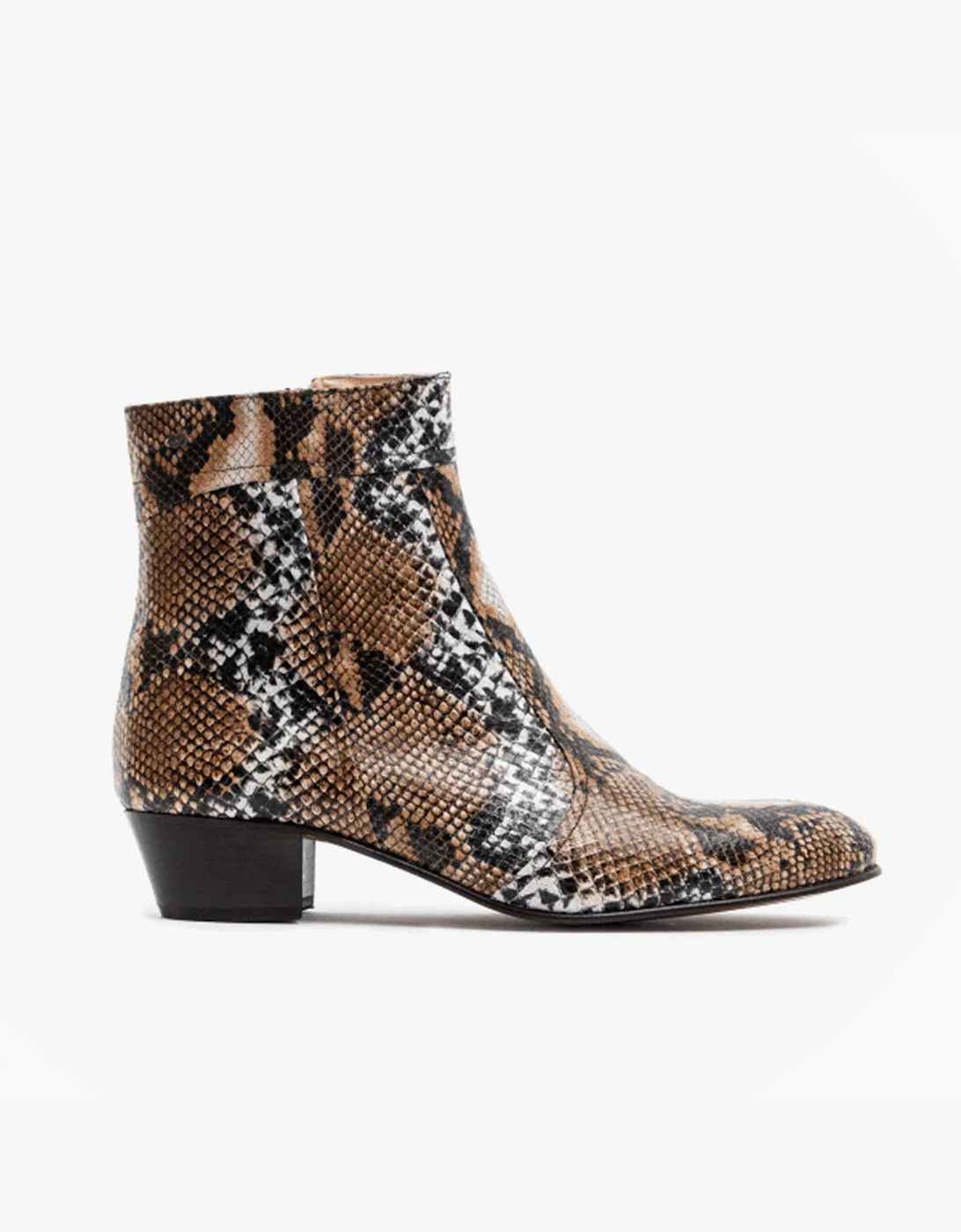 Men's Club Cubano EMMANUEL Mens Snakeprint Leather Cuban Heel Boots Hielo - Brown - Size: 10.5