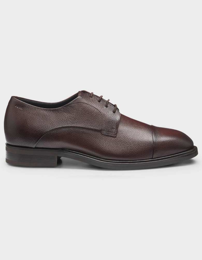 BOSS Orange Winslow Mens Cap Toe Derby Shoes in Grained Leather - Dark Brown 203