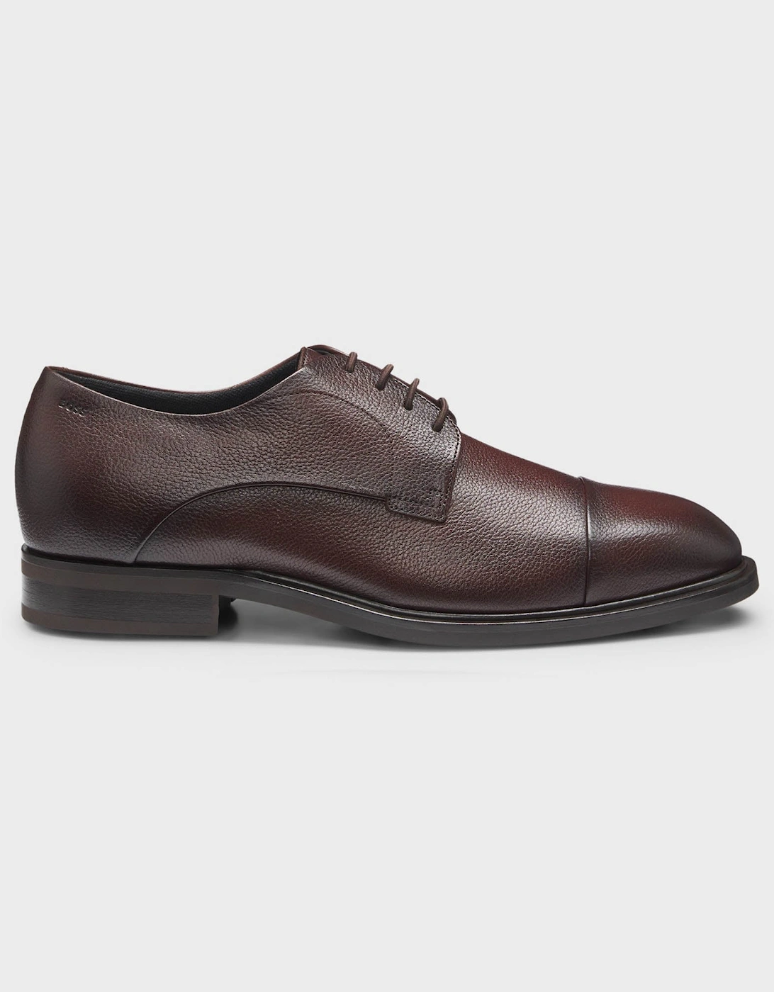 BOSS Orange Winslow Mens Cap Toe Derby Shoes in Grained Leather - Dark Brown 203