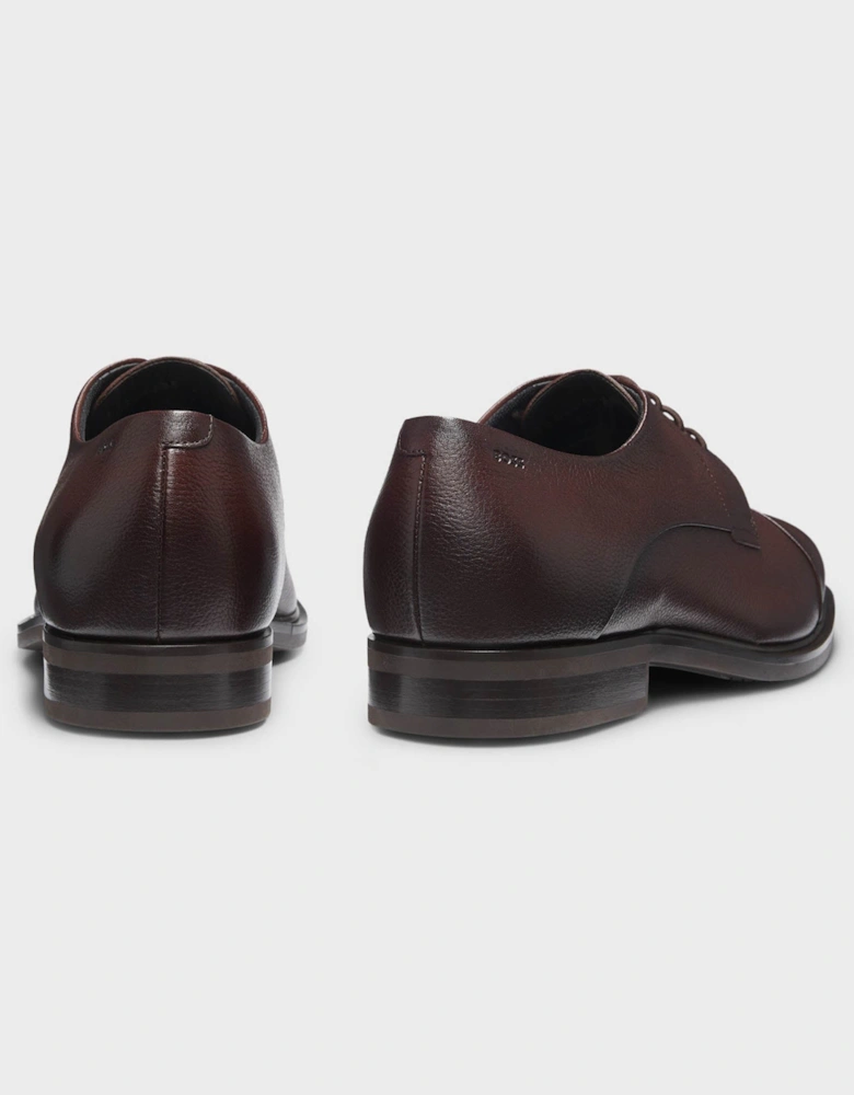 BOSS Orange Winslow Mens Cap Toe Derby Shoes in Grained Leather - Dark Brown 203