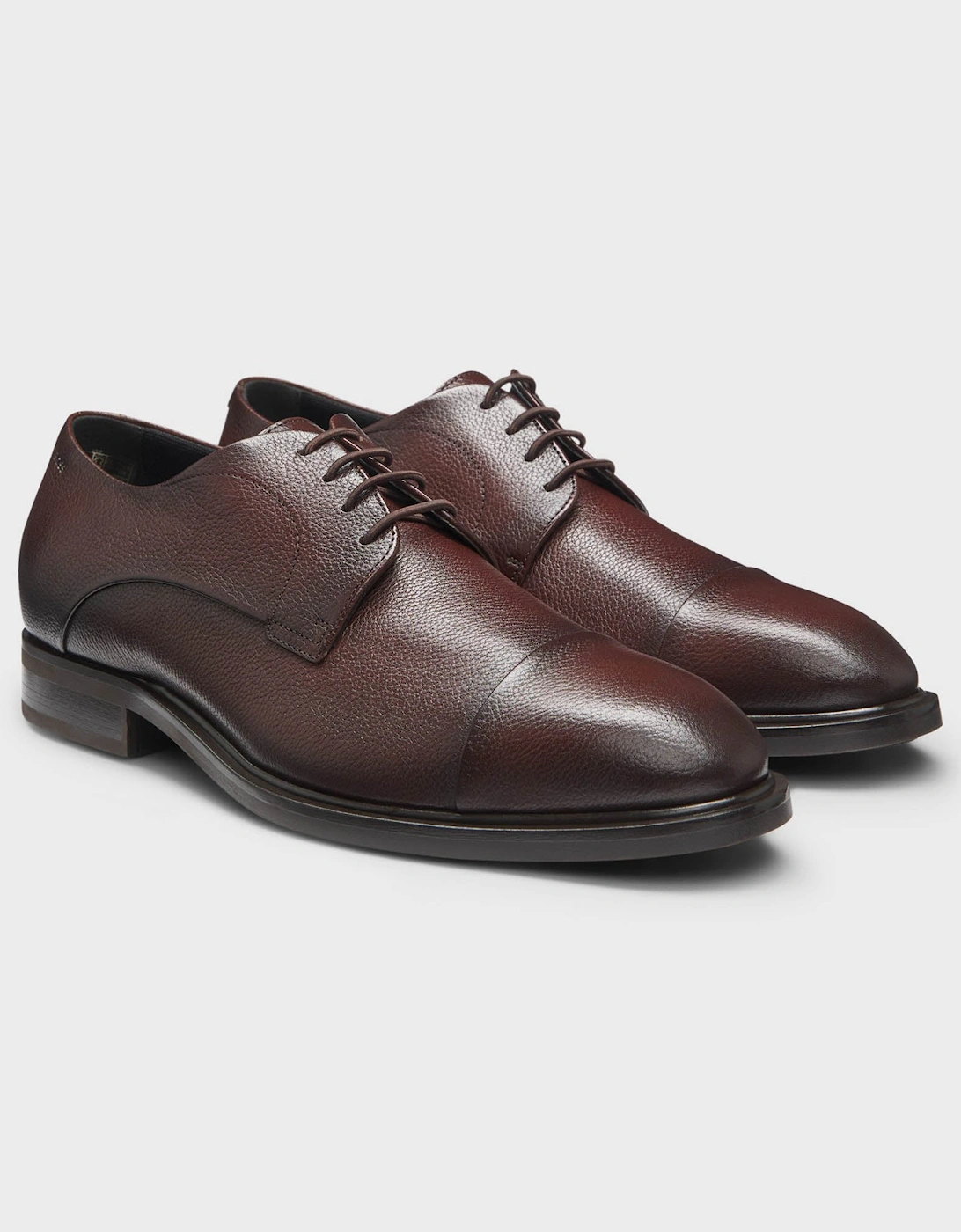 BOSS Orange Winslow Mens Cap Toe Derby Shoes in Grained Leather - Dark Brown 203, 5 of 4
