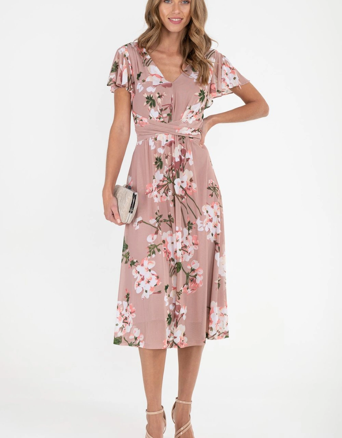 Flare Sleeve Mesh Midi Dress, 2 of 1