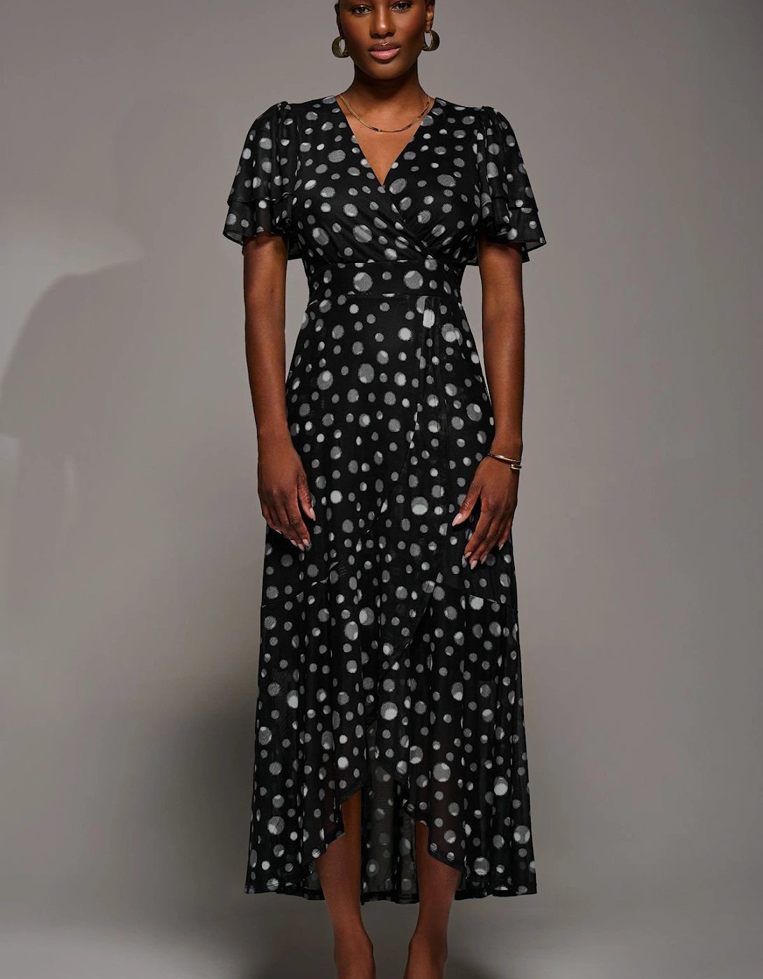 Angel Sleeve Mesh Frill Wrap Maxi Dress, 2 of 1