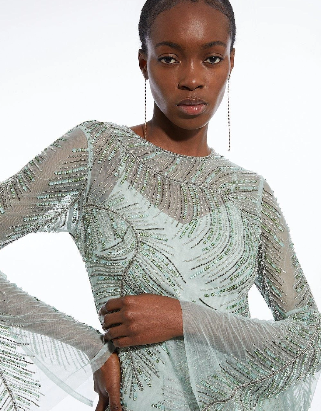 Feather Crystal Embellished Maxi Dress, 2 of 1