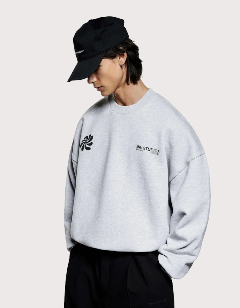 Oversized Abstract Crewneck Sweatshirt