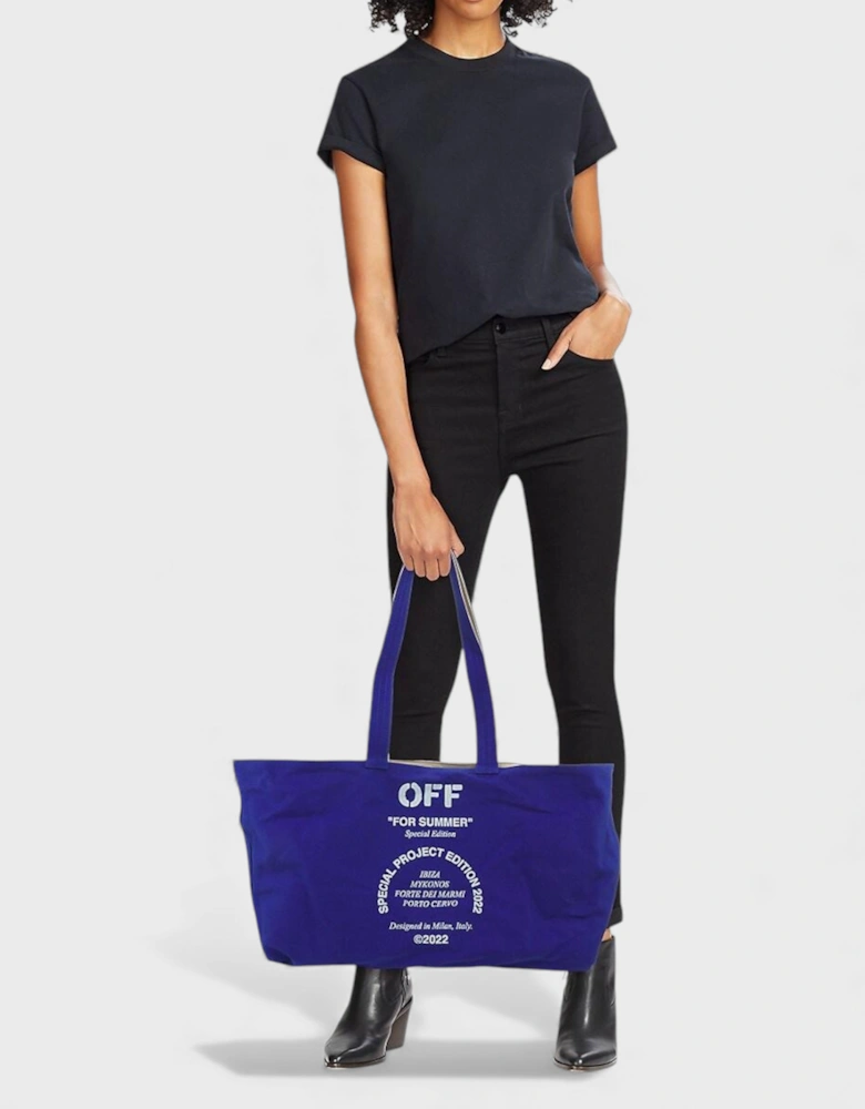 Reversible Tote Bag Beige Blue