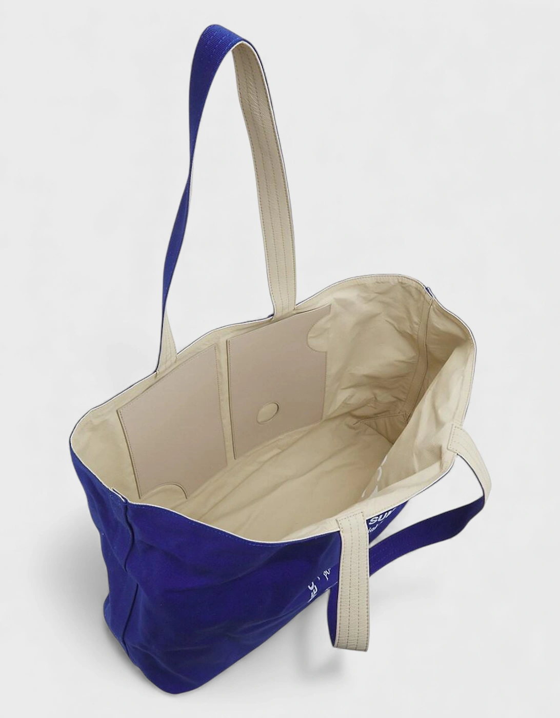 Reversible Tote Bag Beige Blue