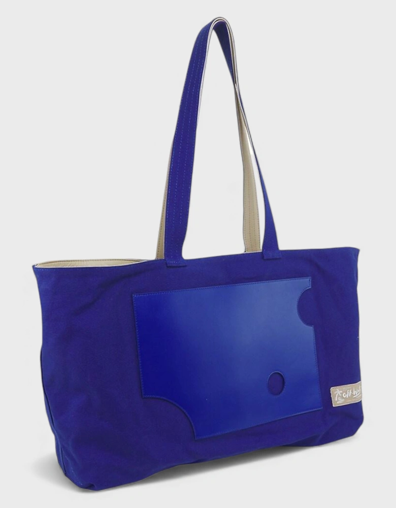 Reversible Tote Bag Beige Blue