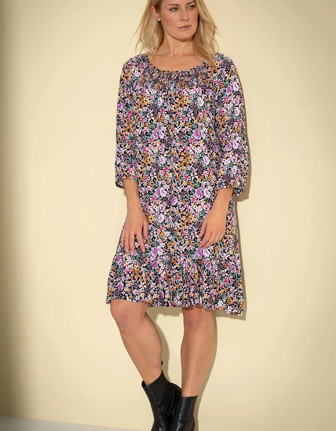 Garden Print Loose Fit Smocked Dress, 2 of 1