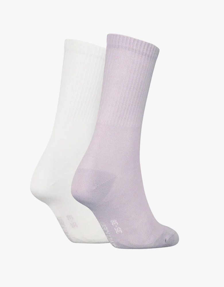 2 Pack Logo Trainer Womens Crew Socks Lilac