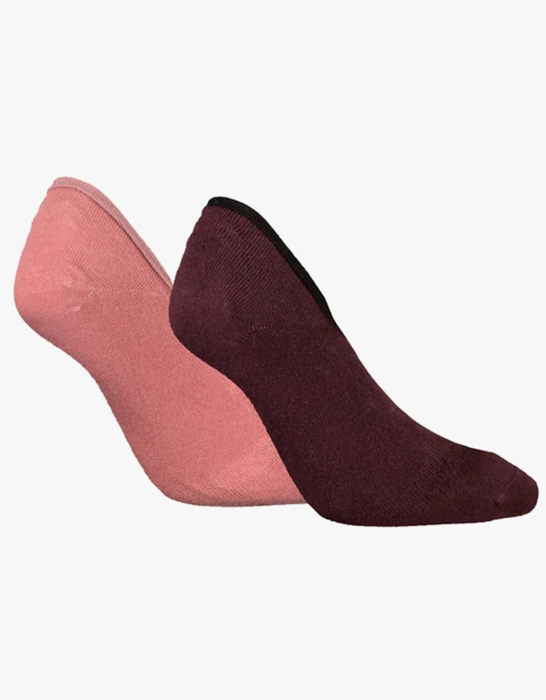 2 Pack Womens Invisible Socks Pink Combo