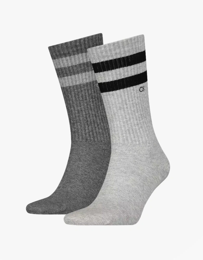 2 Pack Mens Crew Trainer Socks Grey