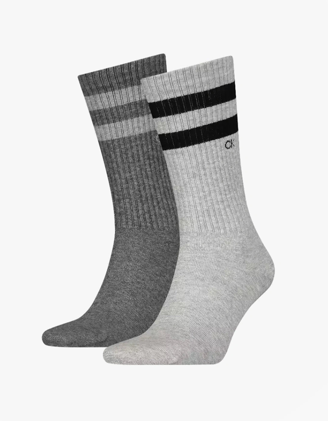 2 Pack Mens Crew Trainer Socks Grey, 2 of 1