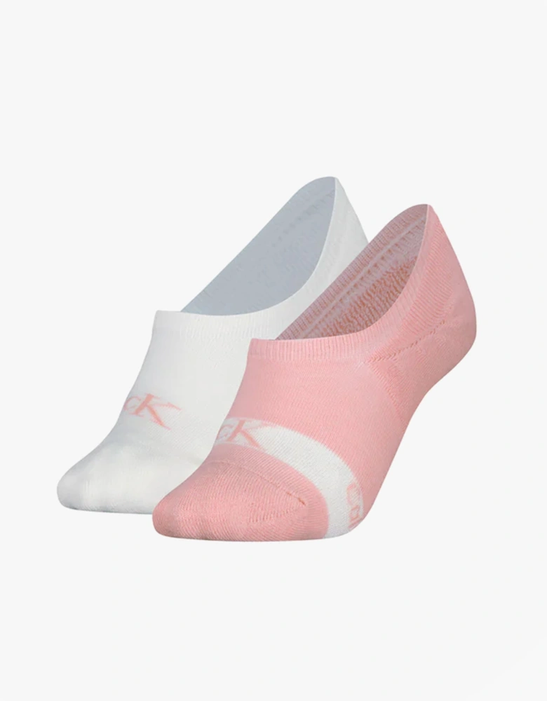 2 Pack Womens Invisible Socks Pink/White