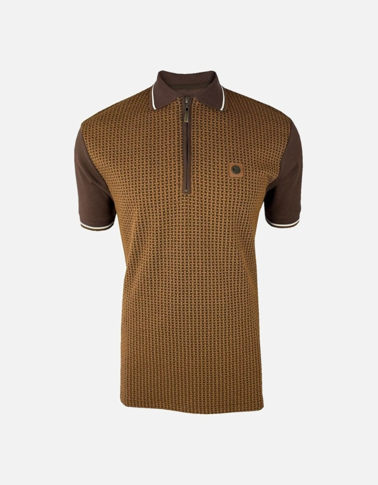 Basket Knit Zip Panel Polo TR/9031 - Chocolate Brown