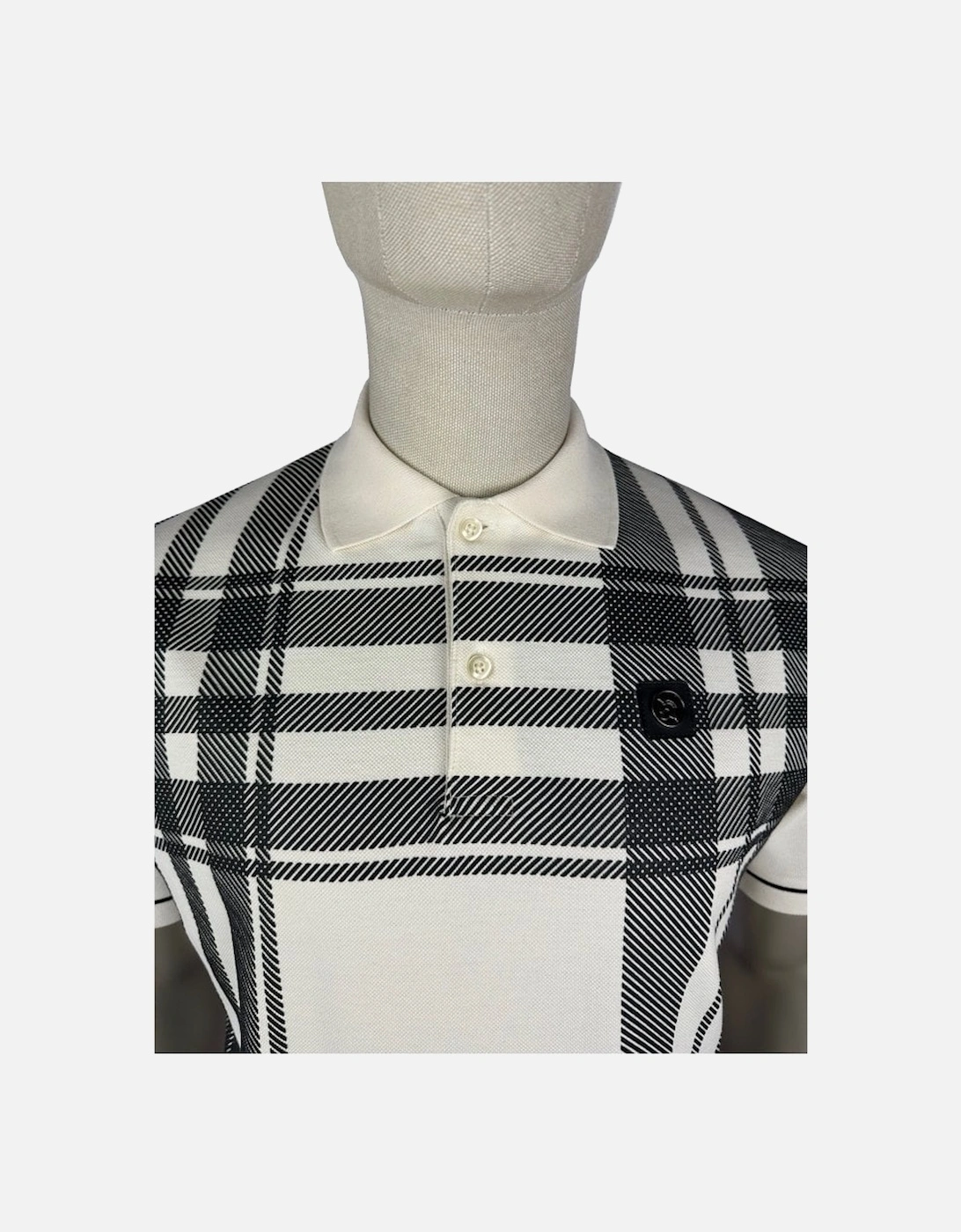 Oversize Check Panel Pique Polo TR/9041 - Ecru