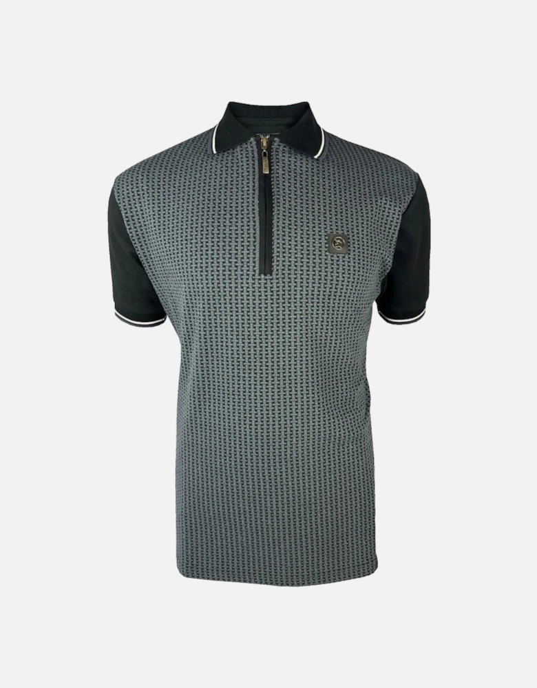 Basket Knit Zip Panel Polo TR/9031 - Black