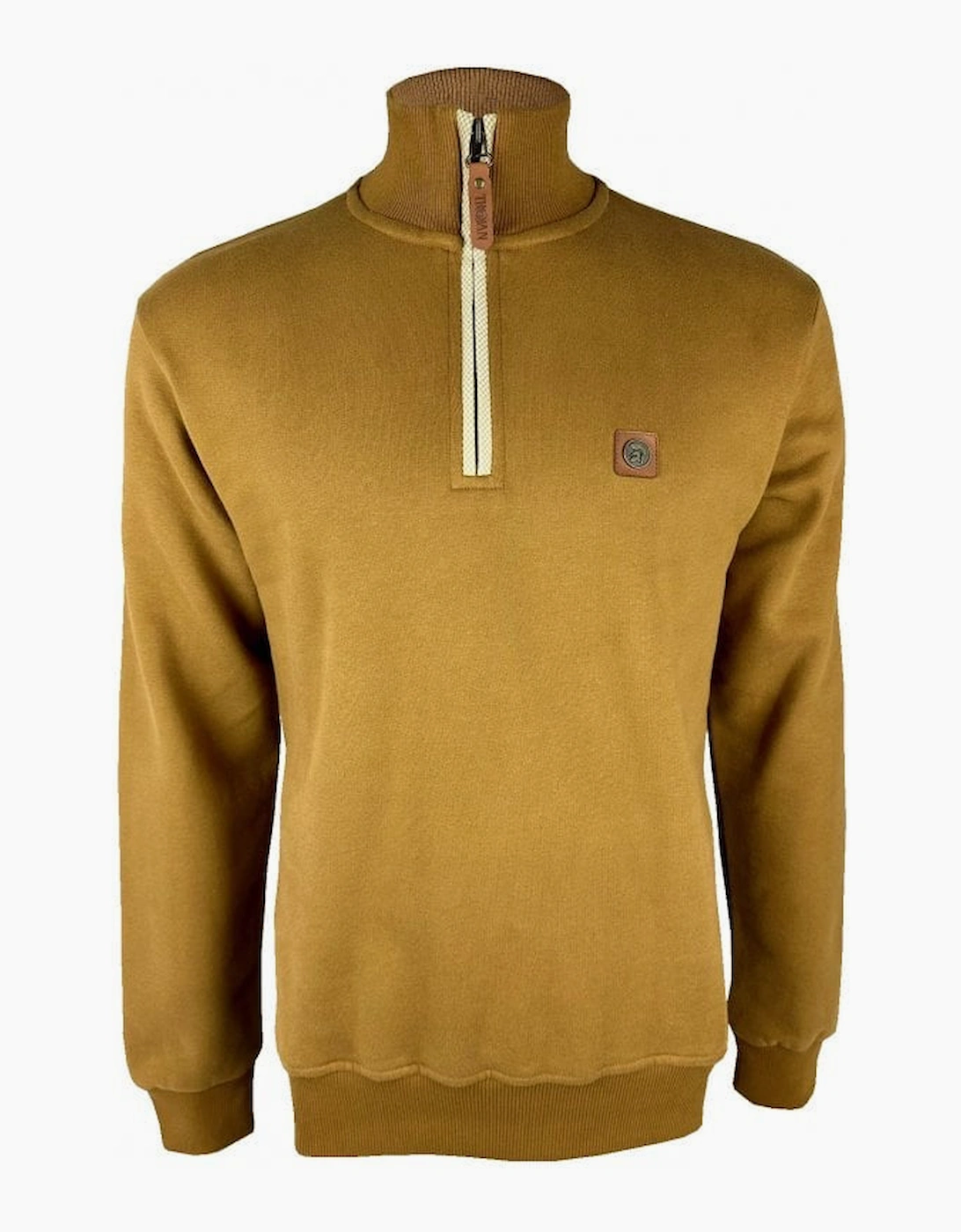Quarter Zip Jacquard Trim Sweat TR/9008 - Tan, 4 of 3