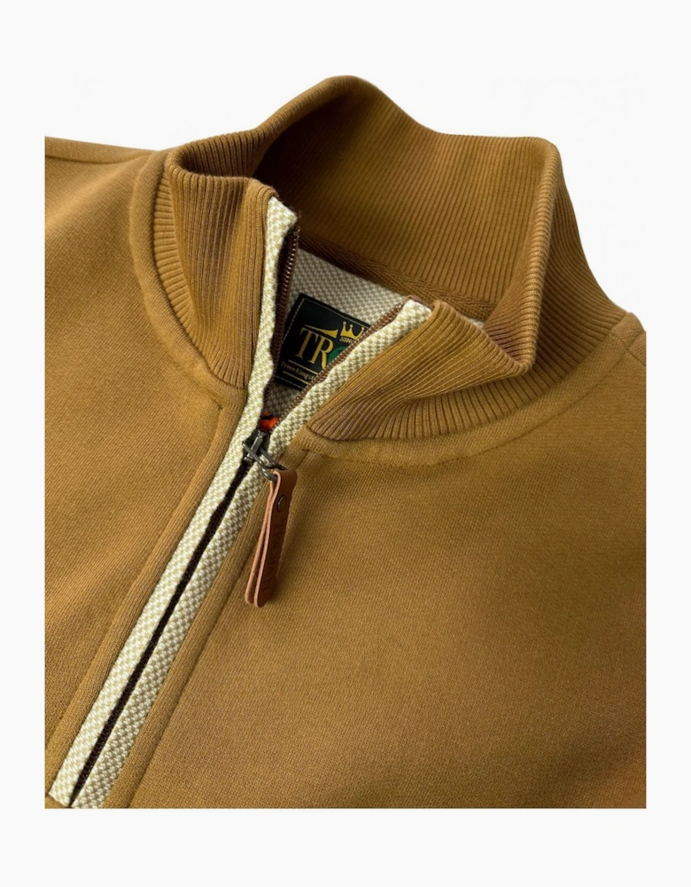 Quarter Zip Jacquard Trim Sweat TR/9008 - Tan