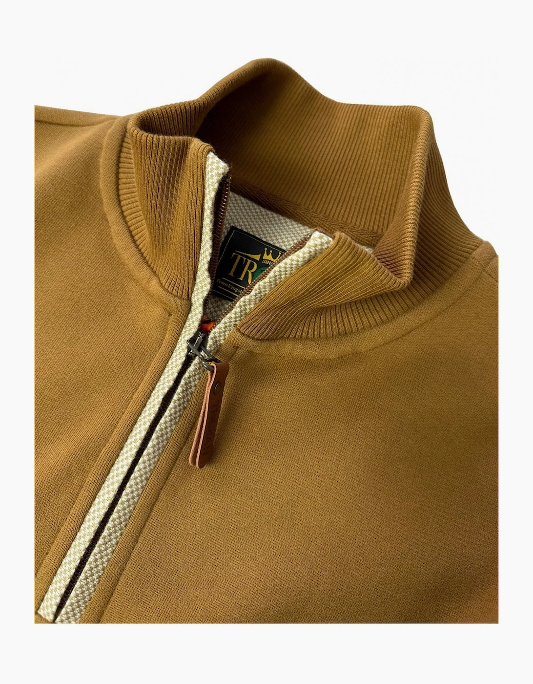 Quarter Zip Jacquard Trim Sweat TR/9008 - Tan