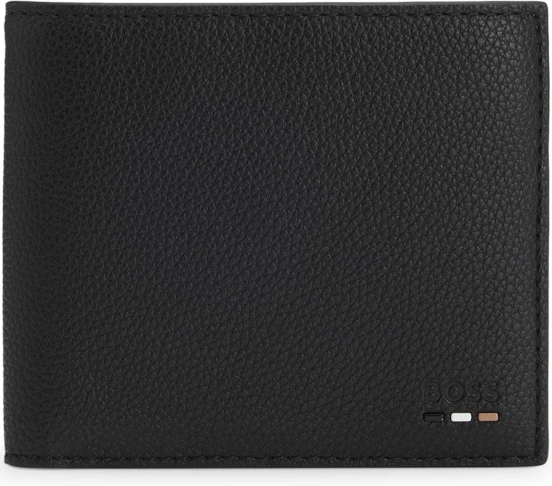 BOSS Orange Ray Mens Grained Faux-Leather Wallet with Logo Trim - Black 001