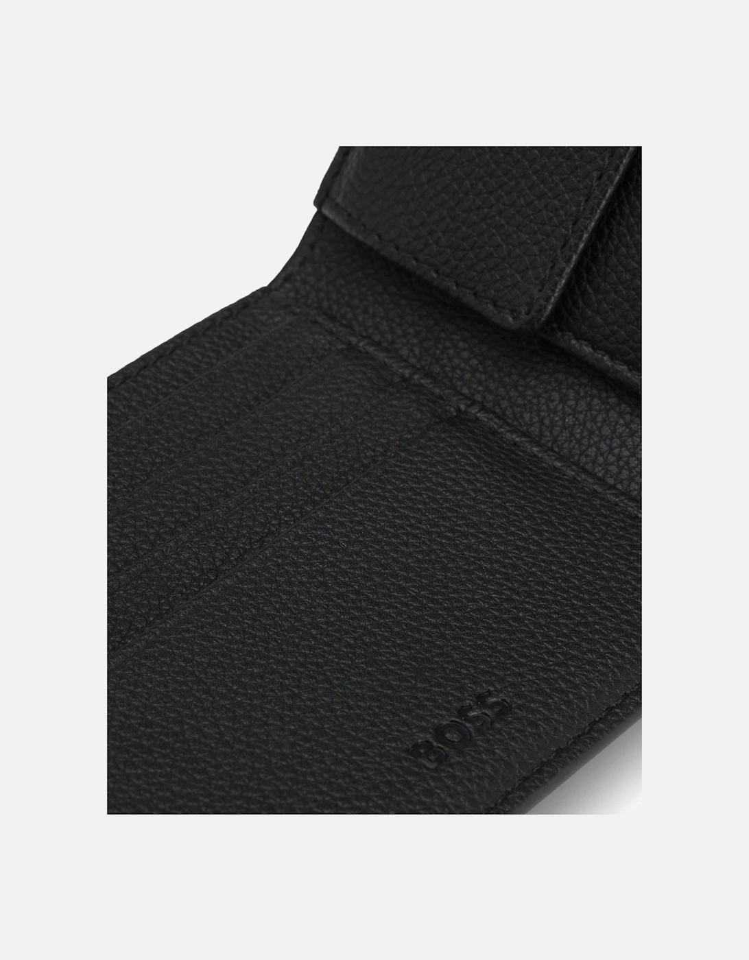 BOSS Orange Ray Mens Grained Faux-Leather Wallet with Logo Trim - Black 001