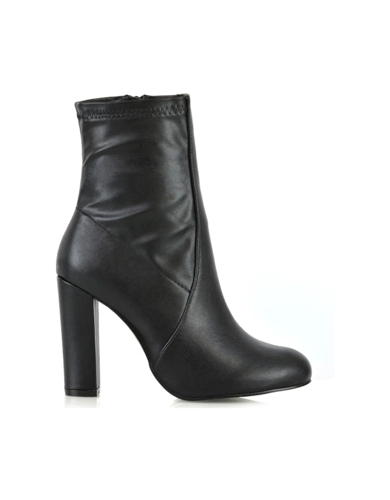 'Margot' Block High Heeled Zip-up Sock Ankle Boots