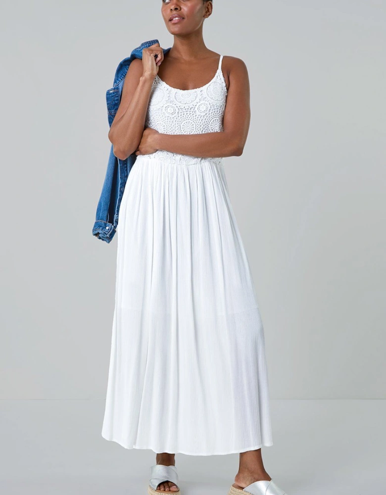 Lace Bodice Strappy Midi Dress