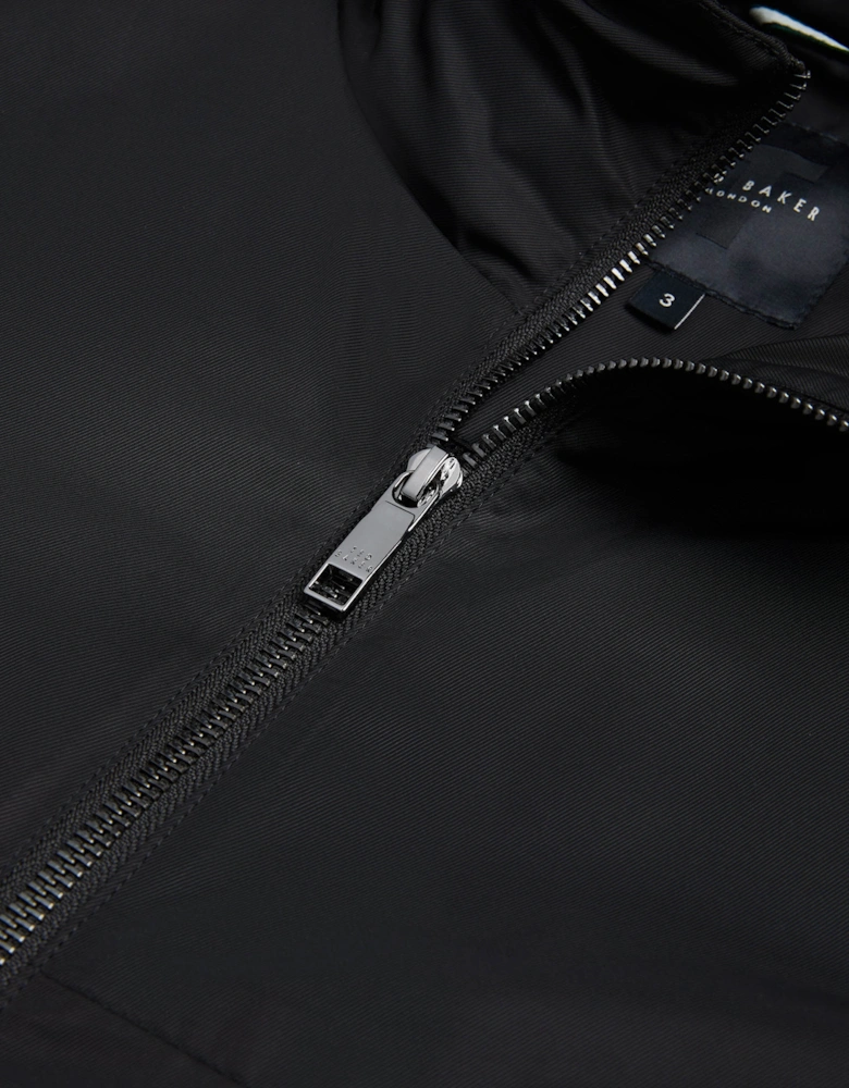 Basham Mens Nylon Sateen Hooded Jacket - Black