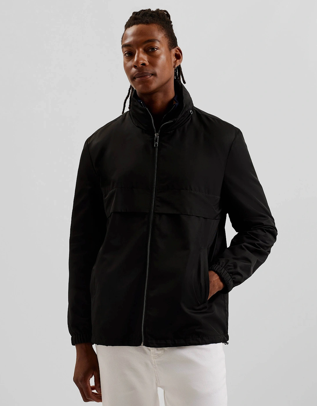 Basham Mens Nylon Sateen Hooded Jacket - Black, 7 of 6