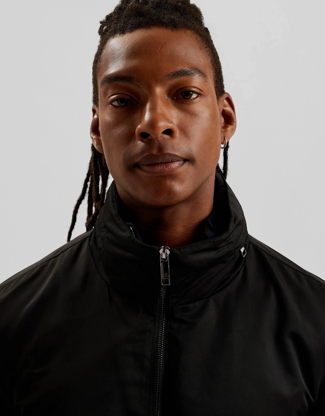 Basham Mens Nylon Sateen Hooded Jacket - Black