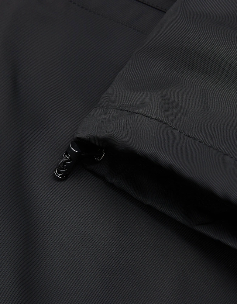 Basham Mens Nylon Sateen Hooded Jacket - Black