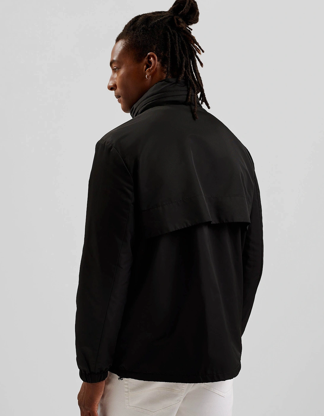 Basham Mens Nylon Sateen Hooded Jacket - Black