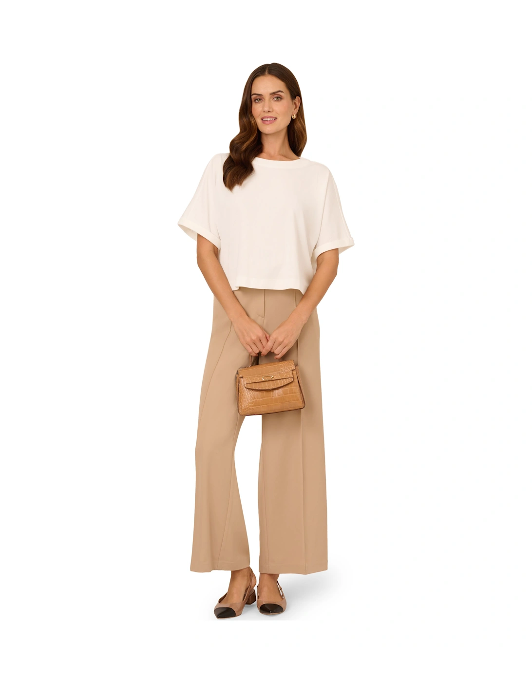 Crew Neck Short Sleeve Dolman Boxy Rib Knit Crop Top, 2 of 1