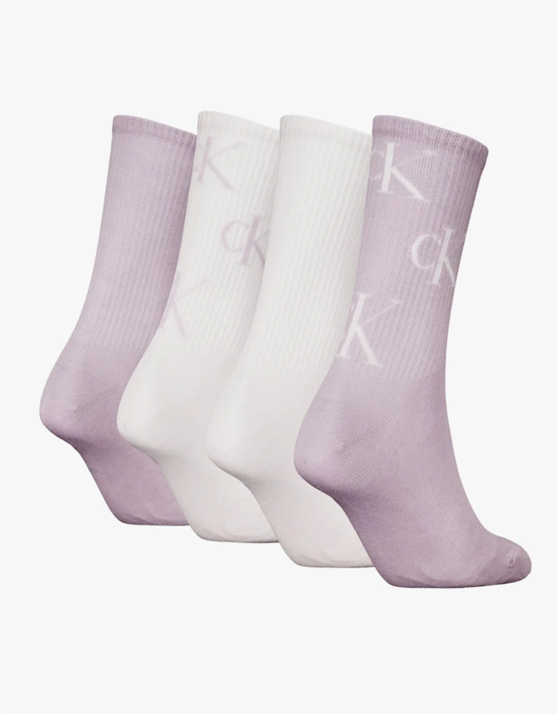 4 Pack Giftboxed Trainer Womens Crew Socks Lilac Combo