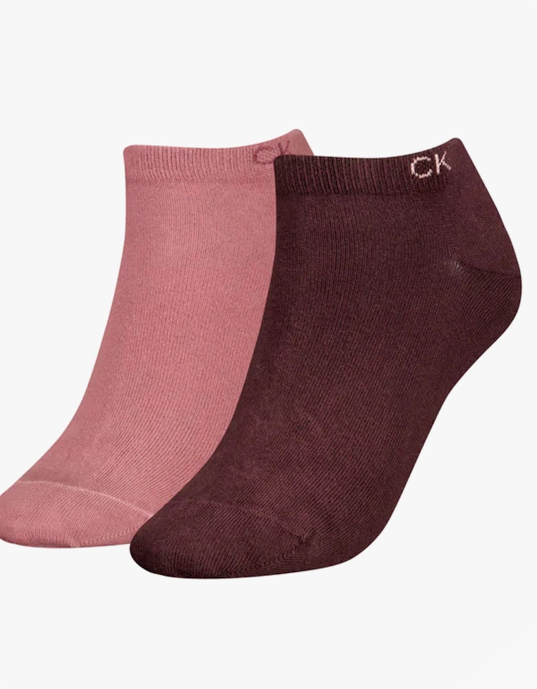 2 Pack Womens Ankle Trainer Socks Burgundy Combo