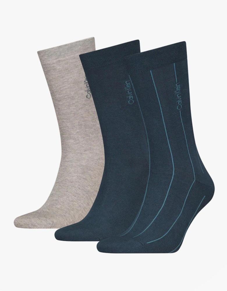 3 Pack Giftboxed Classic Mens Crew Socks Navy/Grey