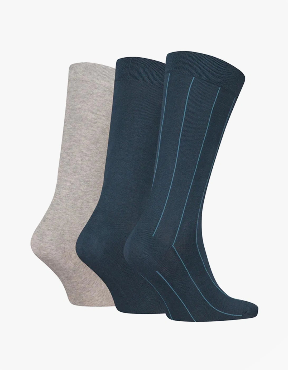 3 Pack Giftboxed Classic Mens Crew Socks Navy/Grey