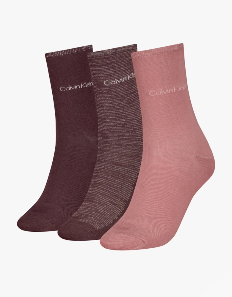 3 Pack Giftboxed Womens Crew Socks Burgundy