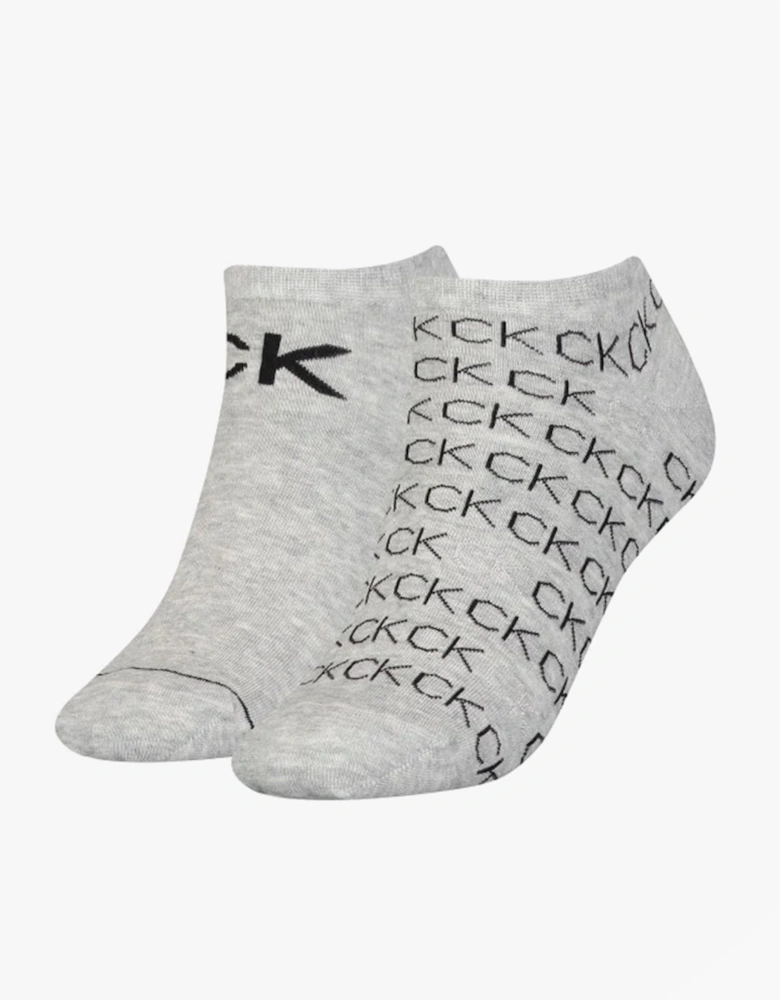 2 Pack Womens Logo Print Socks Grey