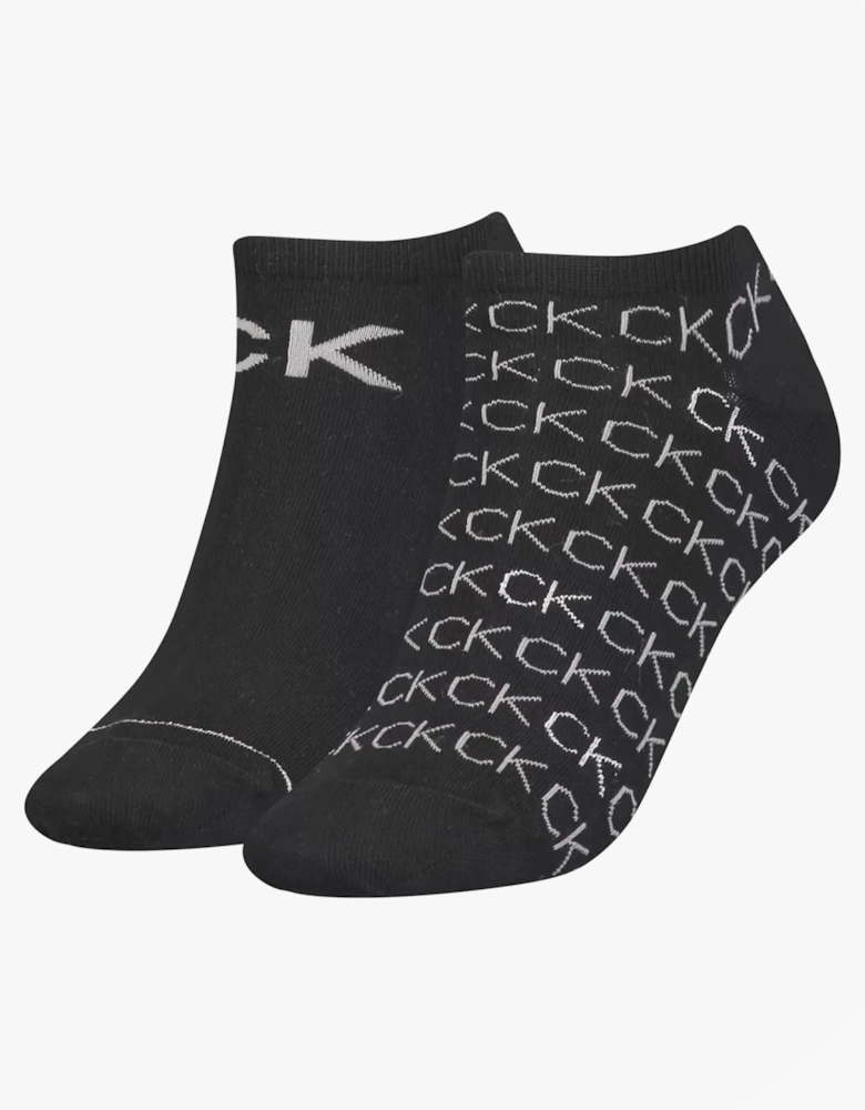 2 Pack Womens Logo Print Socks Black
