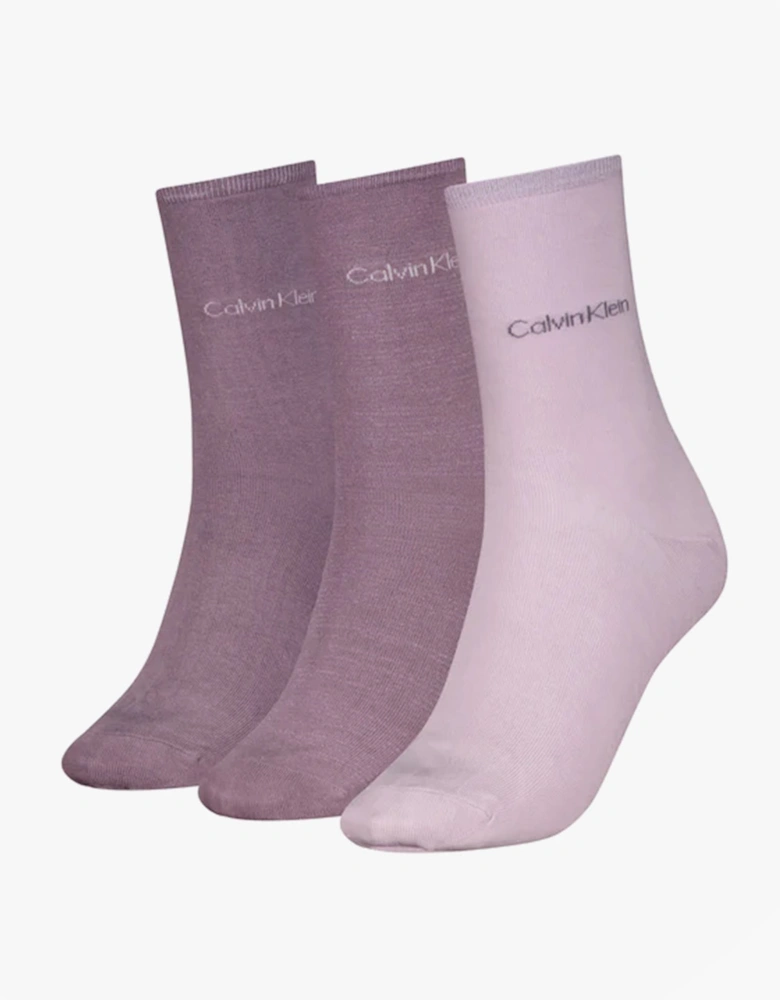 3 Pack Giftboxed Womens Crew Socks Lilac