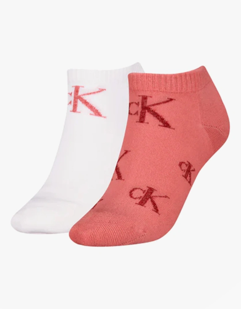 2 Pack Trainer Womens Ankle Socks Pink/White