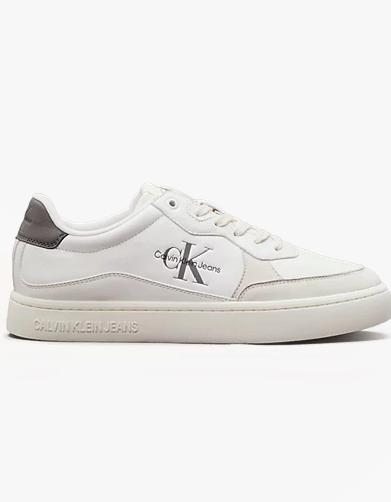 CLASSIC CUP Mens Leather Trainers Bright White/Charcoal Grey