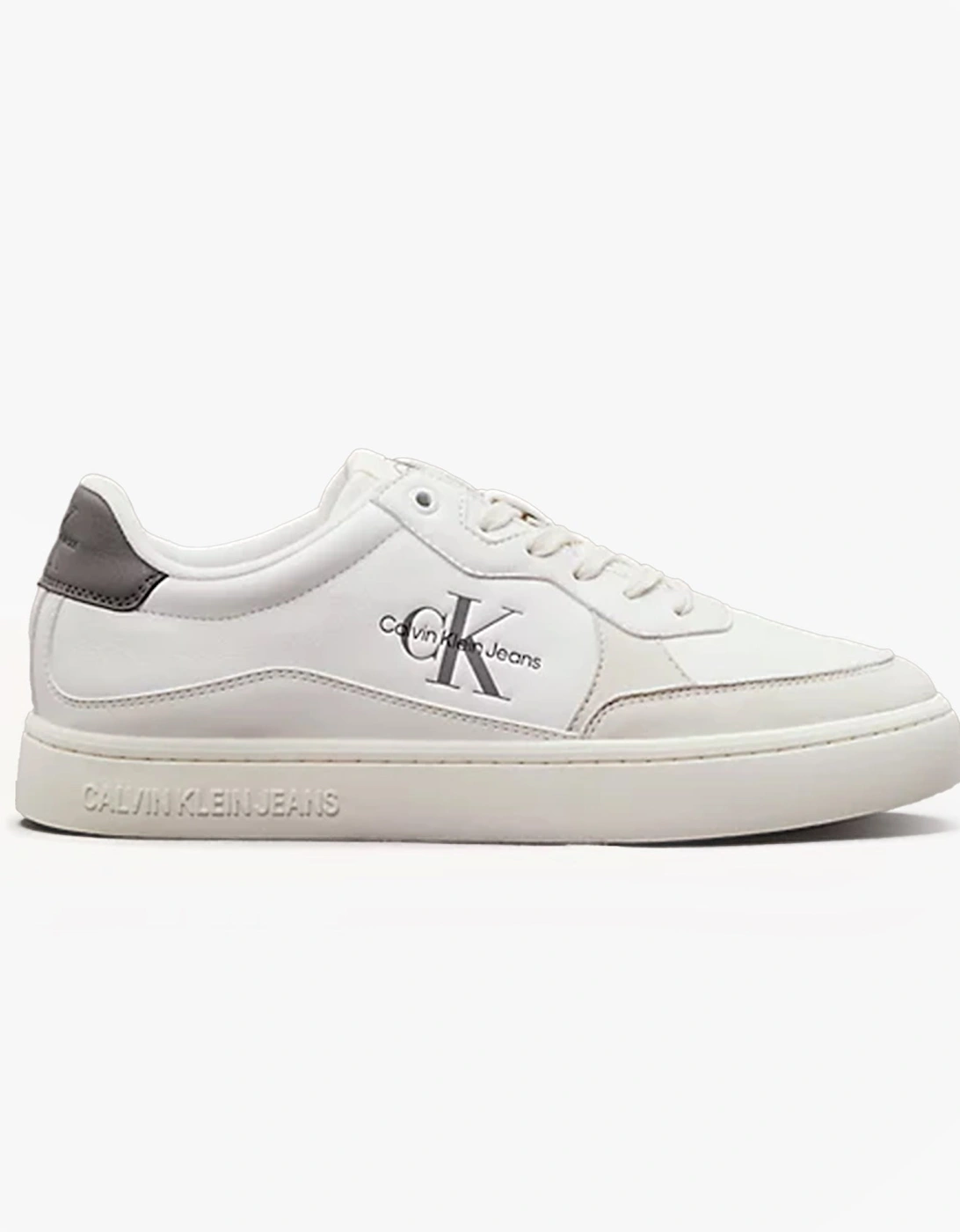 CLASSIC CUP Mens Leather Trainers Bright White/Charcoal Grey, 8 of 7