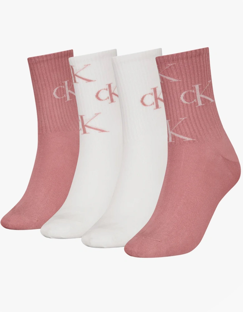 4 Pack Giftboxed Trainer Womens Crew Socks Pink Combo