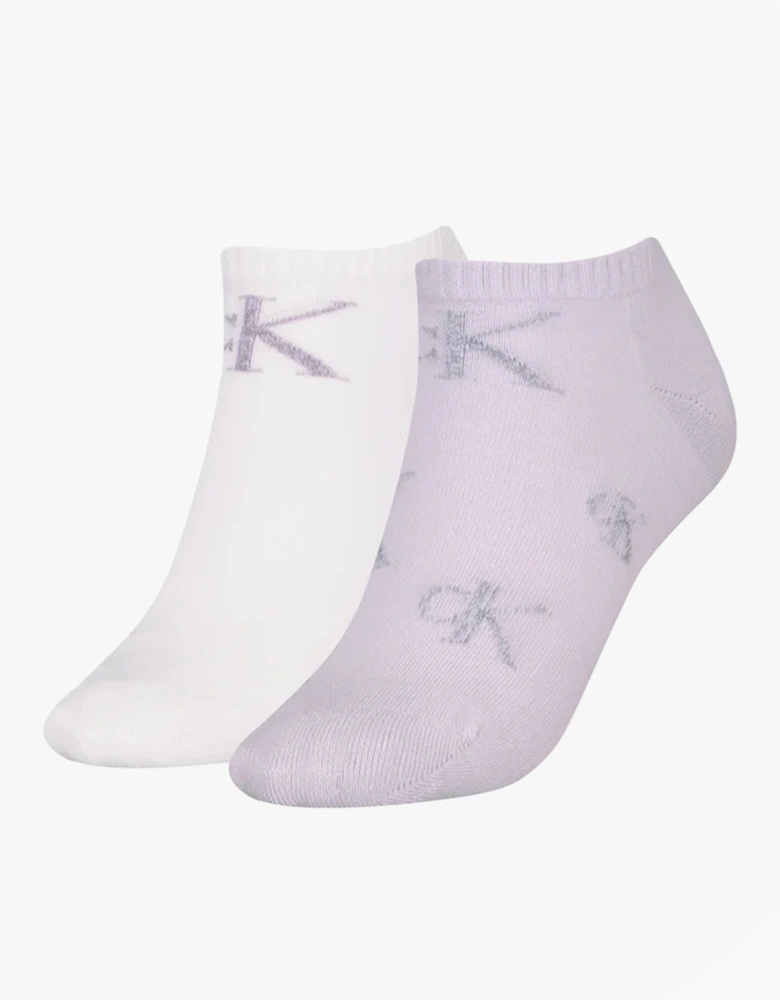 2 Pack Trainer Womens Ankle Socks Lilac/White