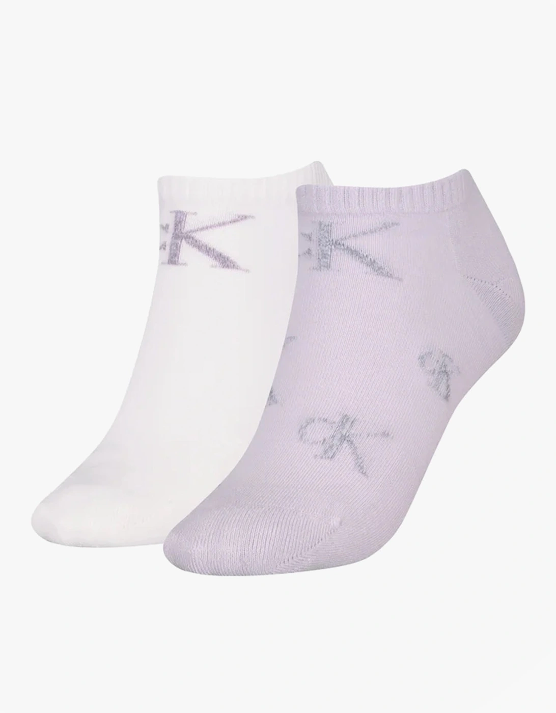 2 Pack Trainer Womens Ankle Socks Lilac/White, 2 of 1