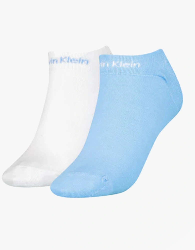 2 Pack Womens Ankle Trainer Socks Blue Combo